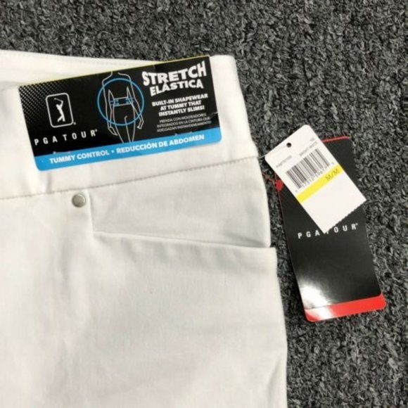 PGA TOUR Women's  Pull-on Golf Pant with Tummy Control Sleet Med - White - Picture 1 of 7